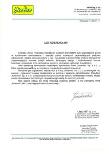 Reference letter: Puławska Residence w Warszawie