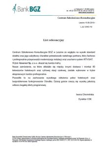 Reference letter: CSK BGŻ w Lesznie